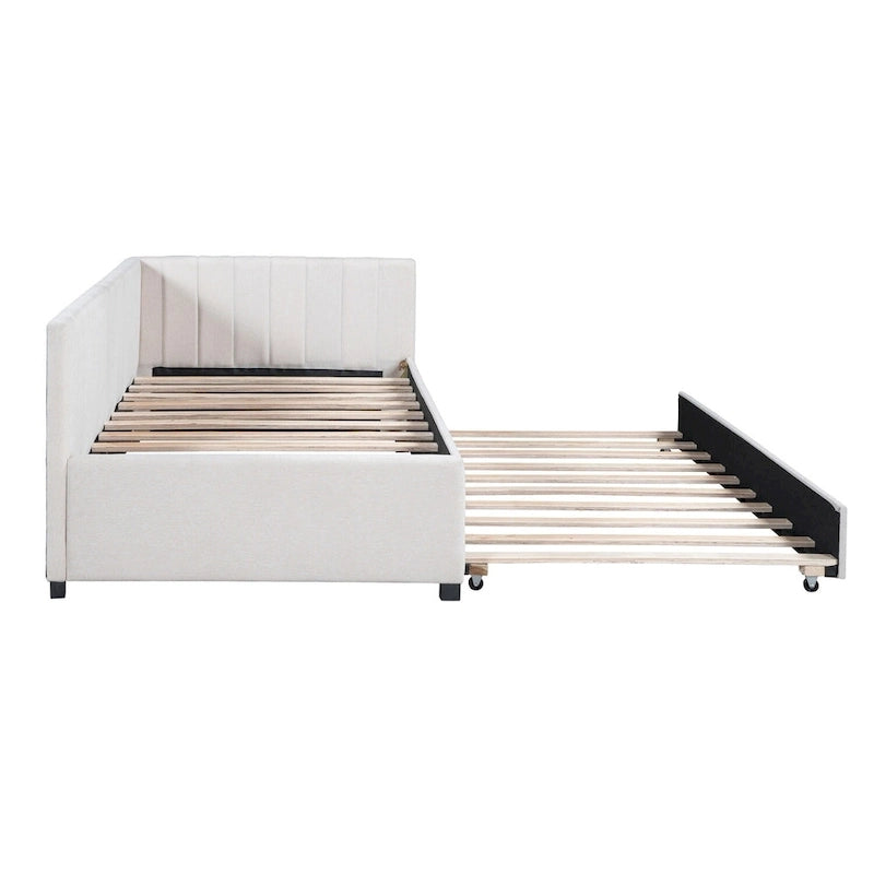 Merax Twin Size Upholstered Daybed with Trundle