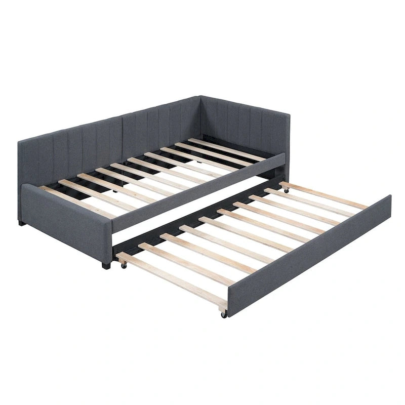 Merax Twin Size Upholstered Daybed with Trundle