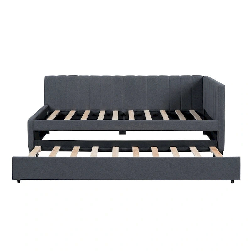Merax Twin Size Upholstered Daybed with Trundle