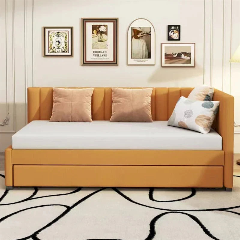 Merax Twin Size Upholstered Daybed with Trundle