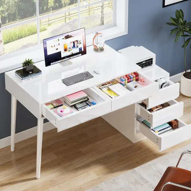 Modern Vanity Desk with Drawers, Reversible Makeup Dressing Table (Without Mirror)