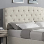 Roundhill Furniture Astral 3-Piece Upholstered Bedroom Set Tufted Wingback Bed with Two Nightstands