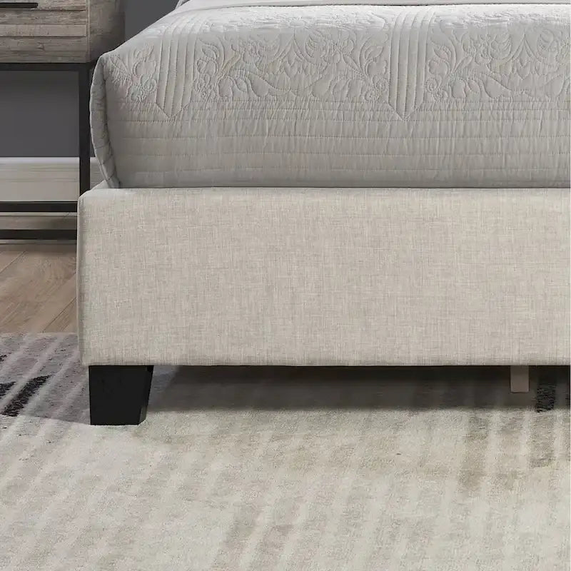 Roundhill Furniture Astral 3-Piece Upholstered Bedroom Set Tufted Wingback Bed with Two Nightstands