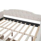 Full Size Upholstered Tufted Daybed with Two Drawers, Beige