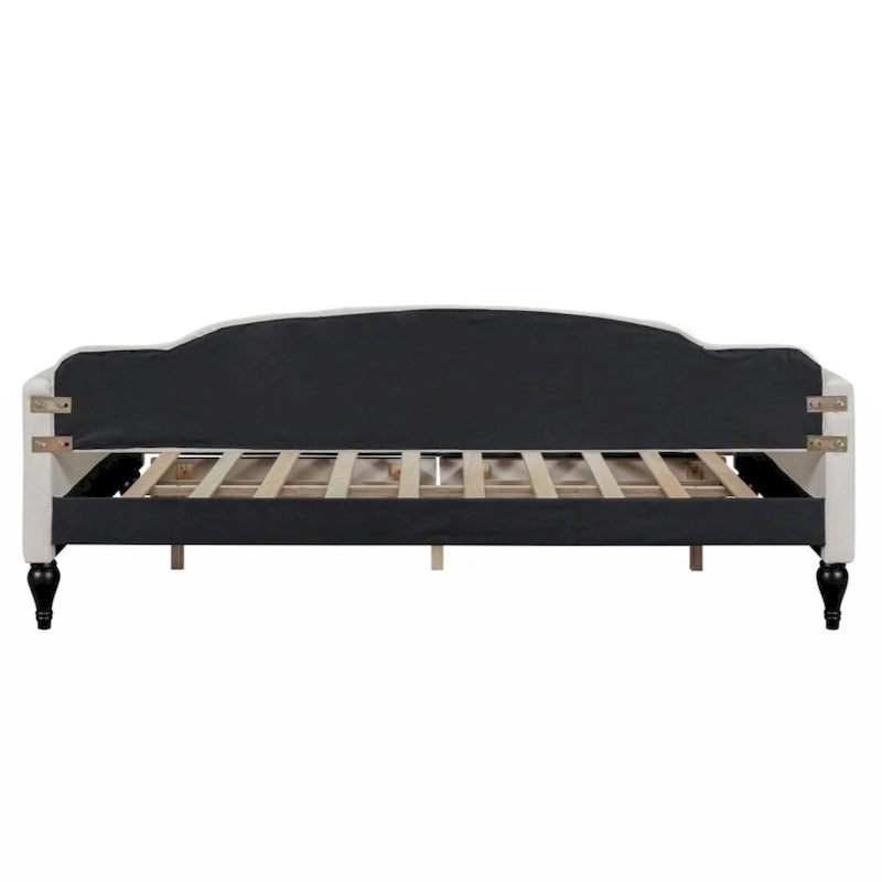 Full Size Upholstered Tufted Daybed with Two Drawers, Beige