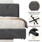 Yaheetech Upholstered Bed Fram with Arch Channel Tufted Headboard and 4 Drawers Storage