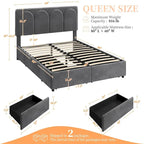 Yaheetech Upholstered Bed Fram with Arch Channel Tufted Headboard and 4 Drawers Storage