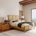 Natural Wood Panel Bed - Queen Size 3-Panel Shaker