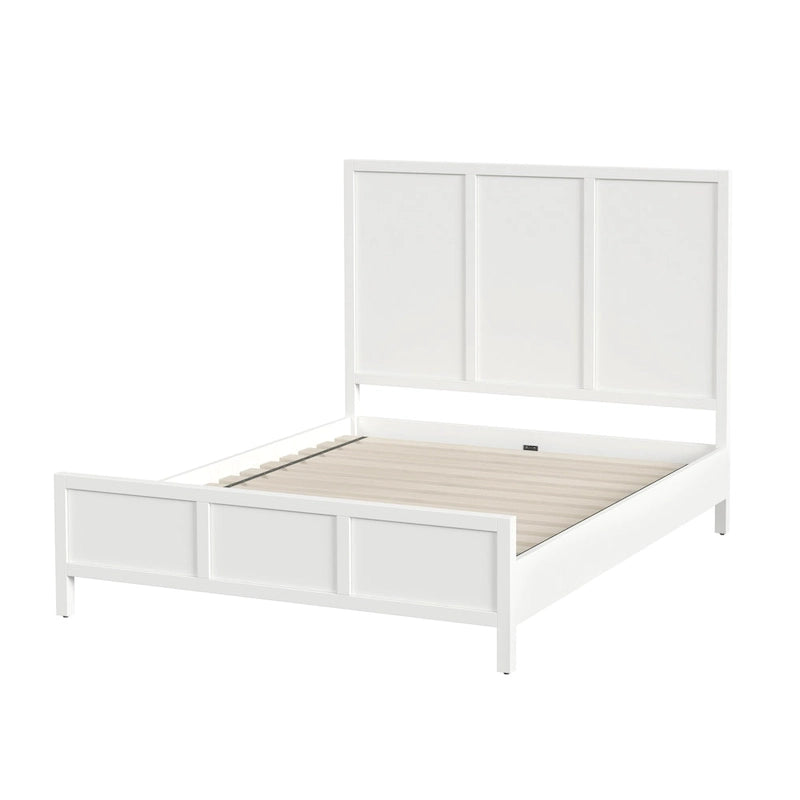 Natural Wood Panel Bed - Queen Size 3-Panel Shaker