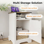 Farmhouse Nightstand with Charging Station and Barn Door