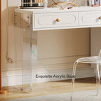 Extendable Makeup Vanity Desk 5 Drawers Dressing Table with Acrylic Base
