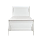 Vele Twin Size Bed with Panel Headboard, Sleigh Design, White Wood Finish