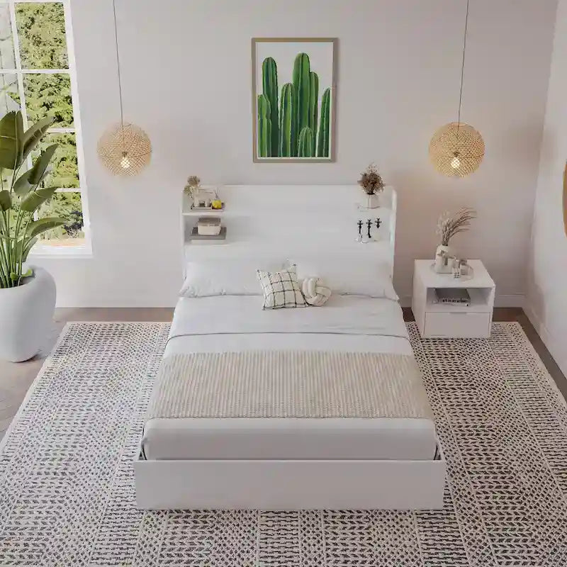 Hunter Platform Bed With Headboard And 1-Drawer Nightstand