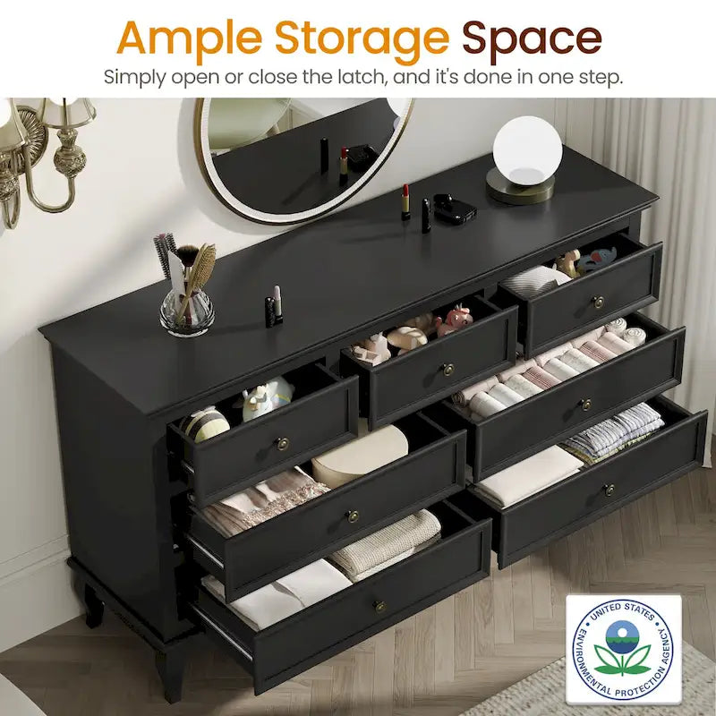 7 - Drawer Dresser with Solid Wood Legs and Painted Finish