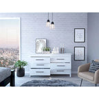 Southington 6-Drawer Rectangle Dresser Light Oak and White