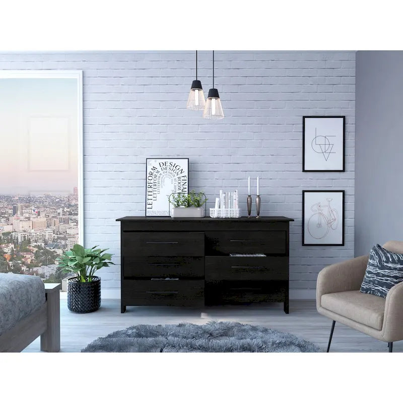 Southington 6-Drawer Rectangle Dresser Light Oak and White