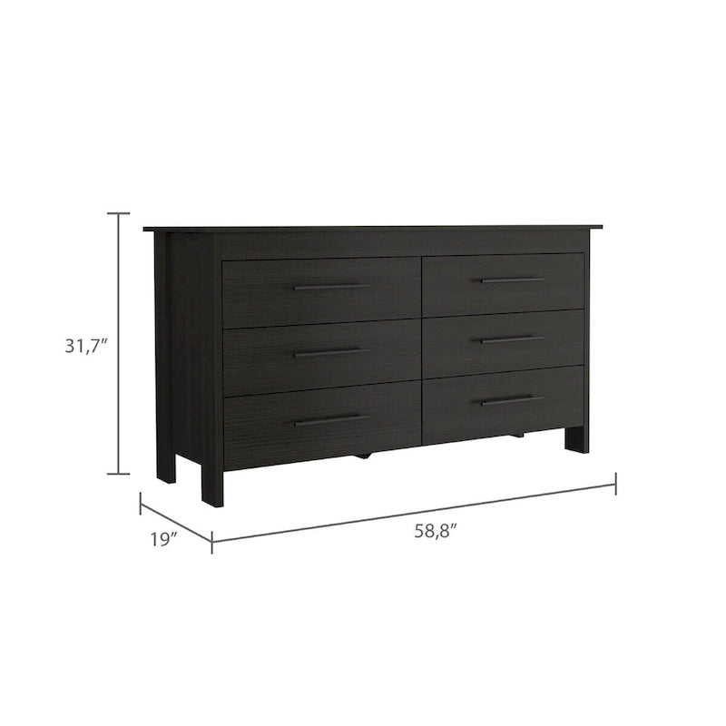 Southington 6-Drawer Rectangle Dresser Light Oak and White
