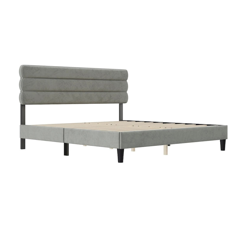 King Size Bed Frame with Headboard, Sturdy Platform Bed with Wooden Slats Support and No Box Spring