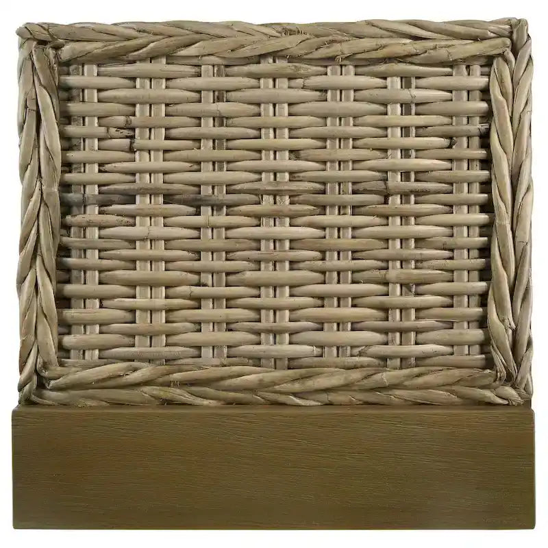 Ayla King Size Bed, Rattan Woven Design, Panel Headboard, Gray Mahogany