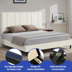 52 King Vertical Channel Tufted Headboard Velvet Upholstered Platform Bed Frame