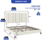 52 King Vertical Channel Tufted Headboard Velvet Upholstered Platform Bed Frame