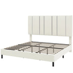 52 King Vertical Channel Tufted Headboard Velvet Upholstered Platform Bed Frame