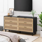 59.066-Drawers Rattan Storage Cabinet with White Drawer Slides