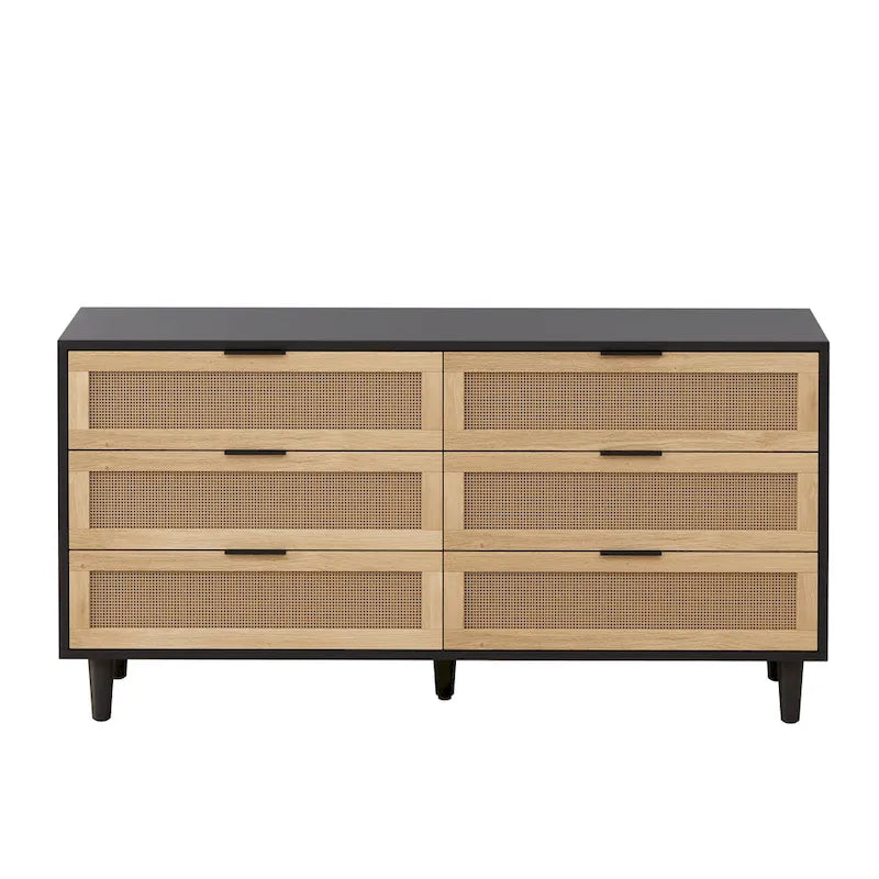 59.066-Drawers Rattan Storage Cabinet with White Drawer Slides