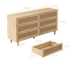 59.066-Drawers Rattan Storage Cabinet with White Drawer Slides