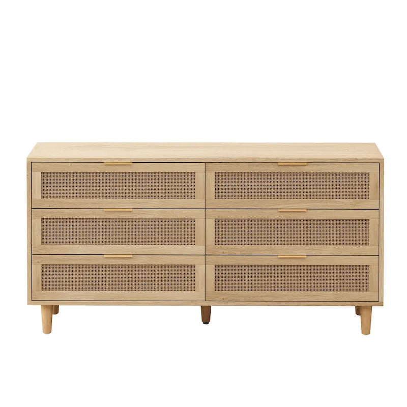 59.066-Drawers Rattan Storage Cabinet with White Drawer Slides