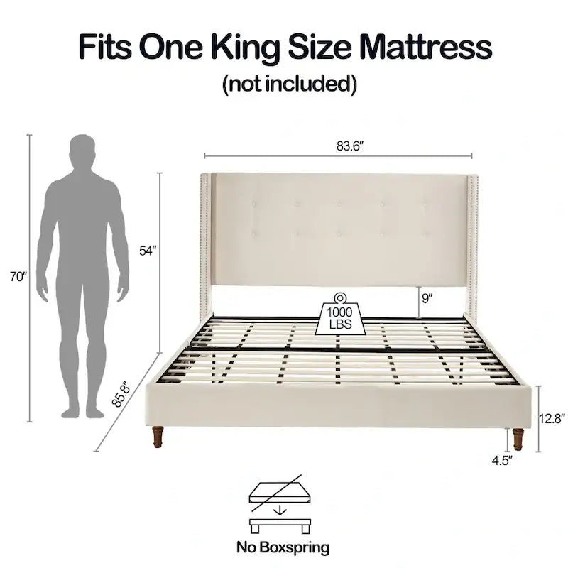 54 High Headboard Peyton Upholstered King Bed