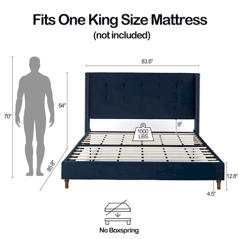 54 High Headboard Peyton Upholstered King Bed