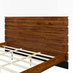 King Size Solid Wood Platform Bed with Six-Piece Headboard