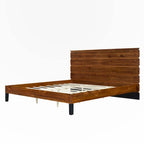 King Size Solid Wood Platform Bed with Six-Piece Headboard