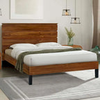 King Size Solid Wood Platform Bed with Six-Piece Headboard