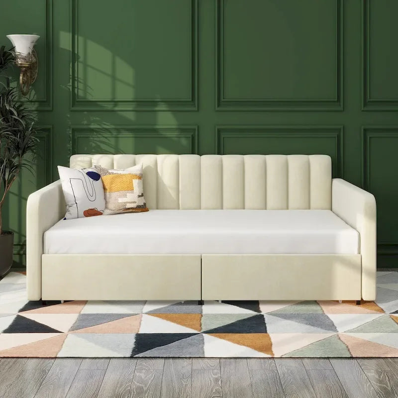 Upholstered Daybed with 2 Drawers