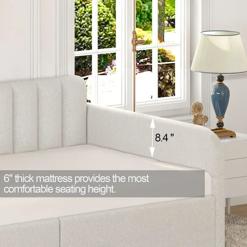 Upholstered Daybed with 2 Drawers