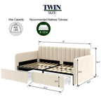 Upholstered Daybed with 2 Drawers