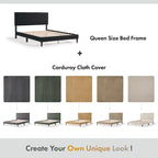 Furniture of America Modern Queen Size Corduroy Washable Bed Slipcover, Bed Headboard & Frame Cover Only