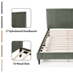 Furniture of America Modern Queen Size Corduroy Washable Bed Slipcover, Bed Headboard & Frame Cover Only