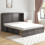 Mixoy Modern Murphy Bed Chest with Mattress,Storage Drawer,Charging Station