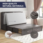 Mixoy Modern Murphy Bed Chest with Mattress,Storage Drawer,Charging Station