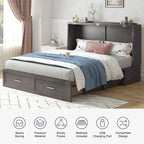Mixoy Modern Murphy Bed Chest with Mattress,Storage Drawer,Charging Station