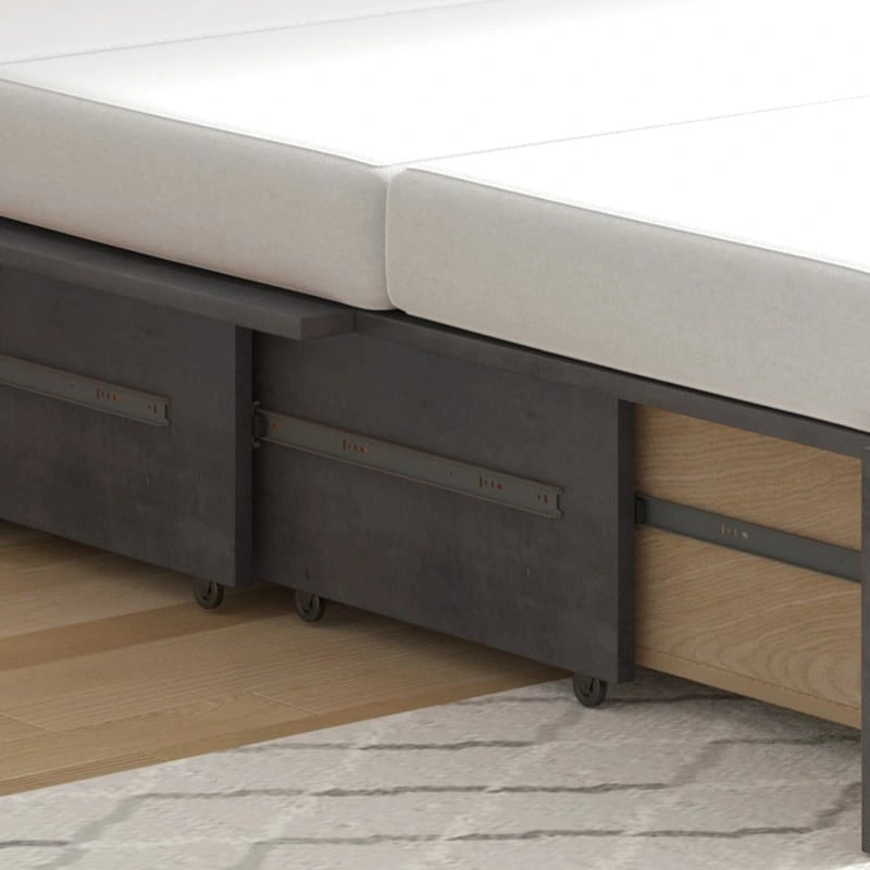Mixoy Modern Murphy Bed Chest with Mattress,Storage Drawer,Charging Station