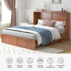 Mixoy Modern Murphy Bed Chest with Mattress,Storage Drawer,Charging Station