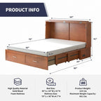 Mixoy Modern Murphy Bed Chest with Mattress,Storage Drawer,Charging Station