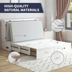 Mixoy Modern Murphy Bed Chest with Mattress,Storage Drawer,Charging Station