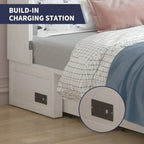 Mixoy Modern Murphy Bed Chest with Mattress,Storage Drawer,Charging Station