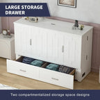 Mixoy Modern Murphy Bed Chest with Mattress,Storage Drawer,Charging Station