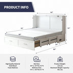 Mixoy Modern Murphy Bed Chest with Mattress,Storage Drawer,Charging Station